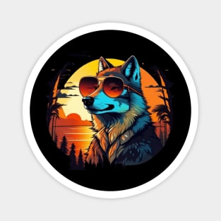 Cute wolf wearing sunglasses in the sunset gift ideas Magnet